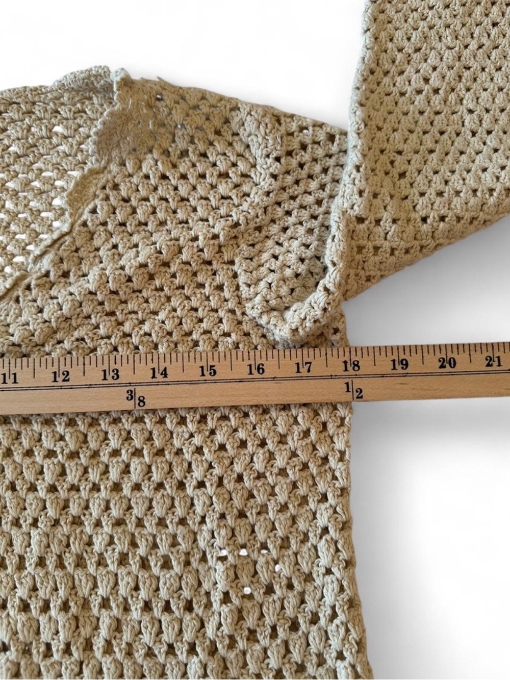 Vintage Y2K Norm Thompson Crochet Crop Cardigan Linen Blend Boho Coastal Neutral - Picture 8 of 8